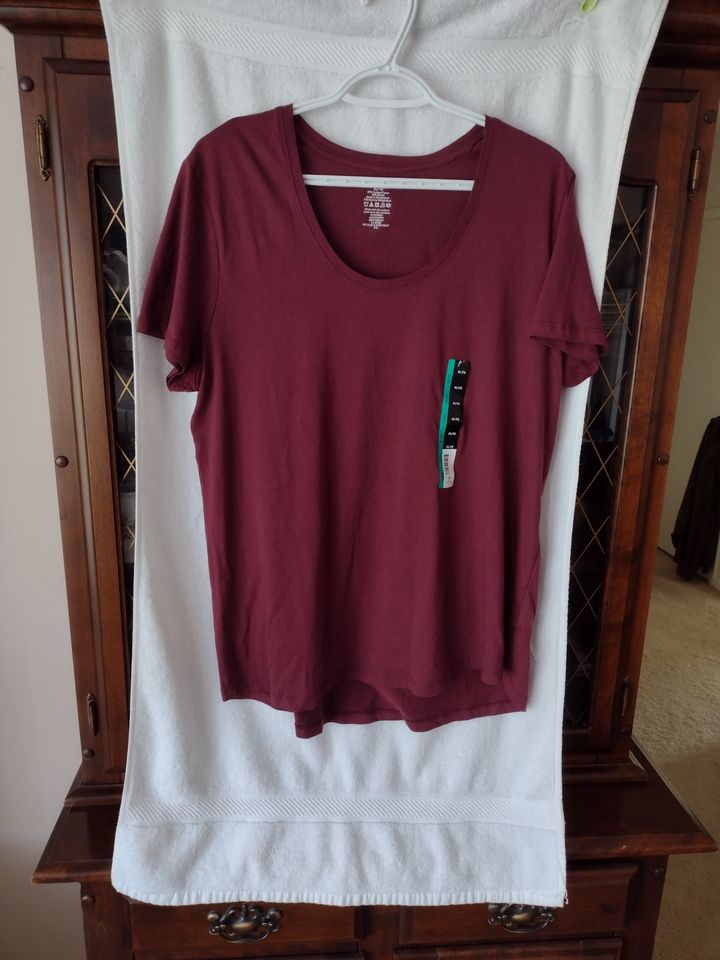 Scoop Neck T's with High-Low Hem in Gold, Rust, Pink, Burgundy Sizes L, XL