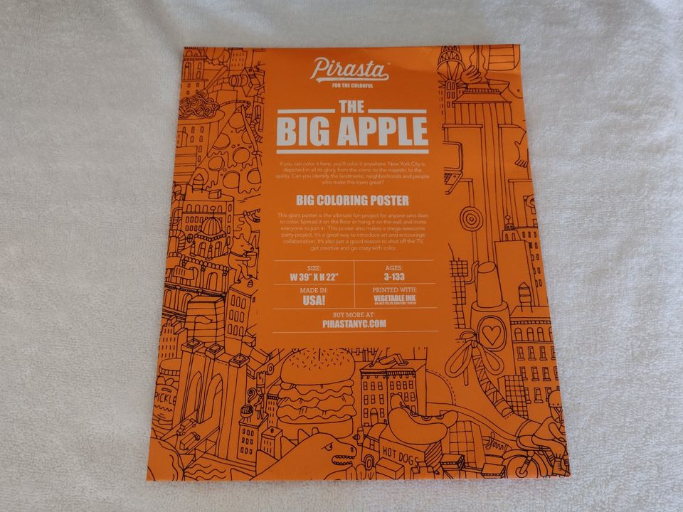 Big Colouring Poster by Pirasta NYC 39" x 22" Ages 3+