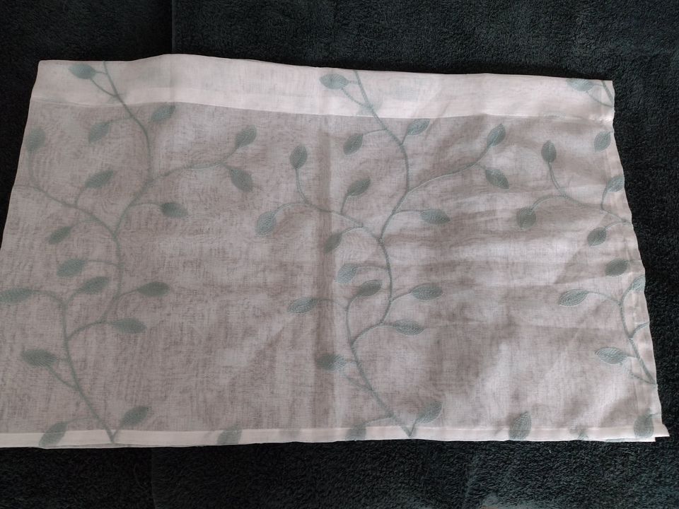 Curtain Valance with Embroidered Leaves Pattern 54x16"