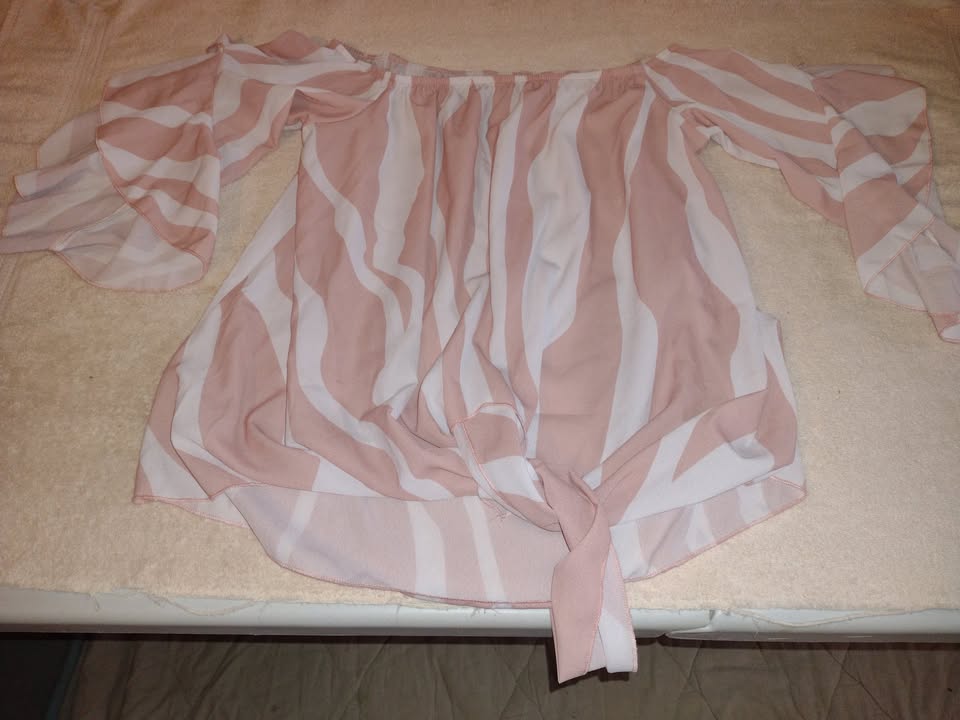 Women's Tie Front Blouse with Geometric Pattern Size L