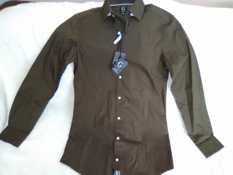 Men's G Grafton Dress Shirts Size Slim Fit Small (14-14.5) Tobasco