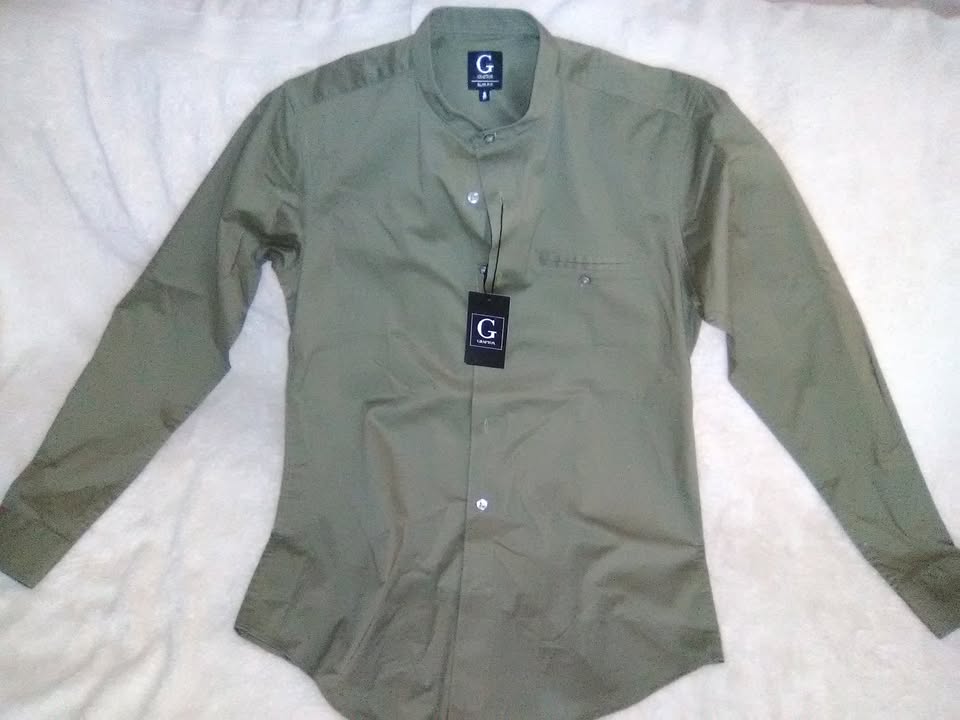 Men's G Grafton Dress Shirts Green Small Slim Fit (14/14.5)
