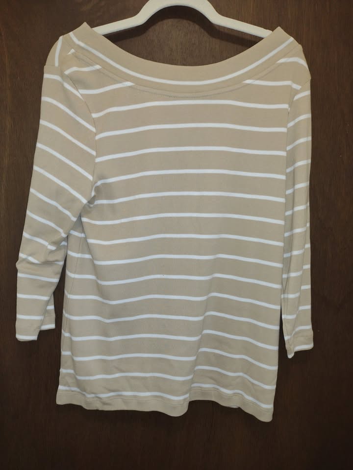 Women's Striped Cotton T-Shirt Chico's L(12)