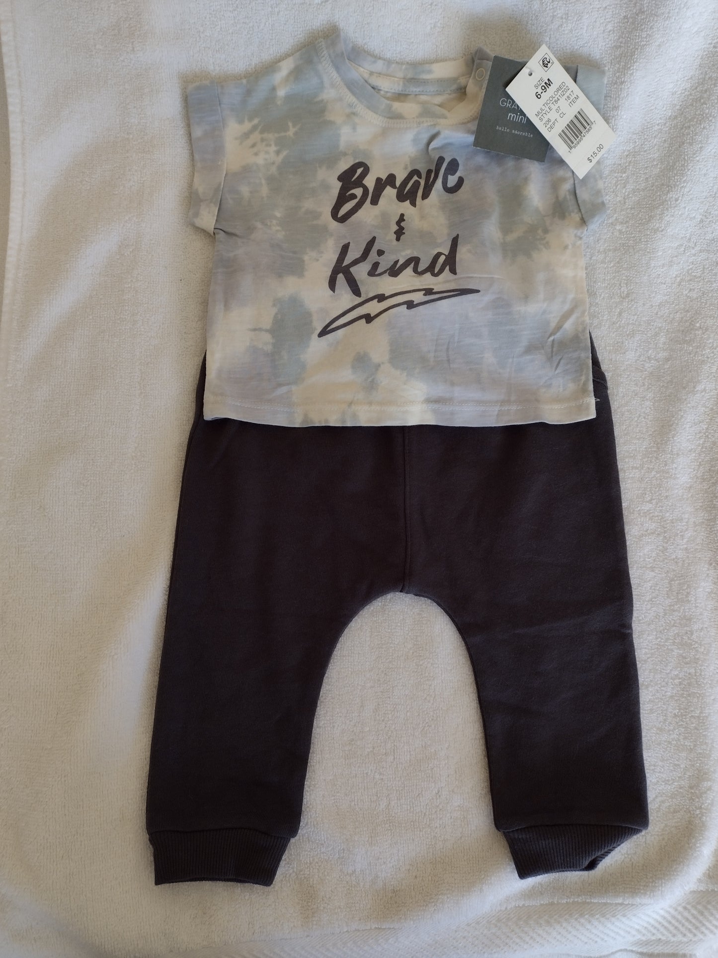 2Pc. Baby Boy Grayson Mini Set~Short Sleeve T-Shirt & Pants 6-9M