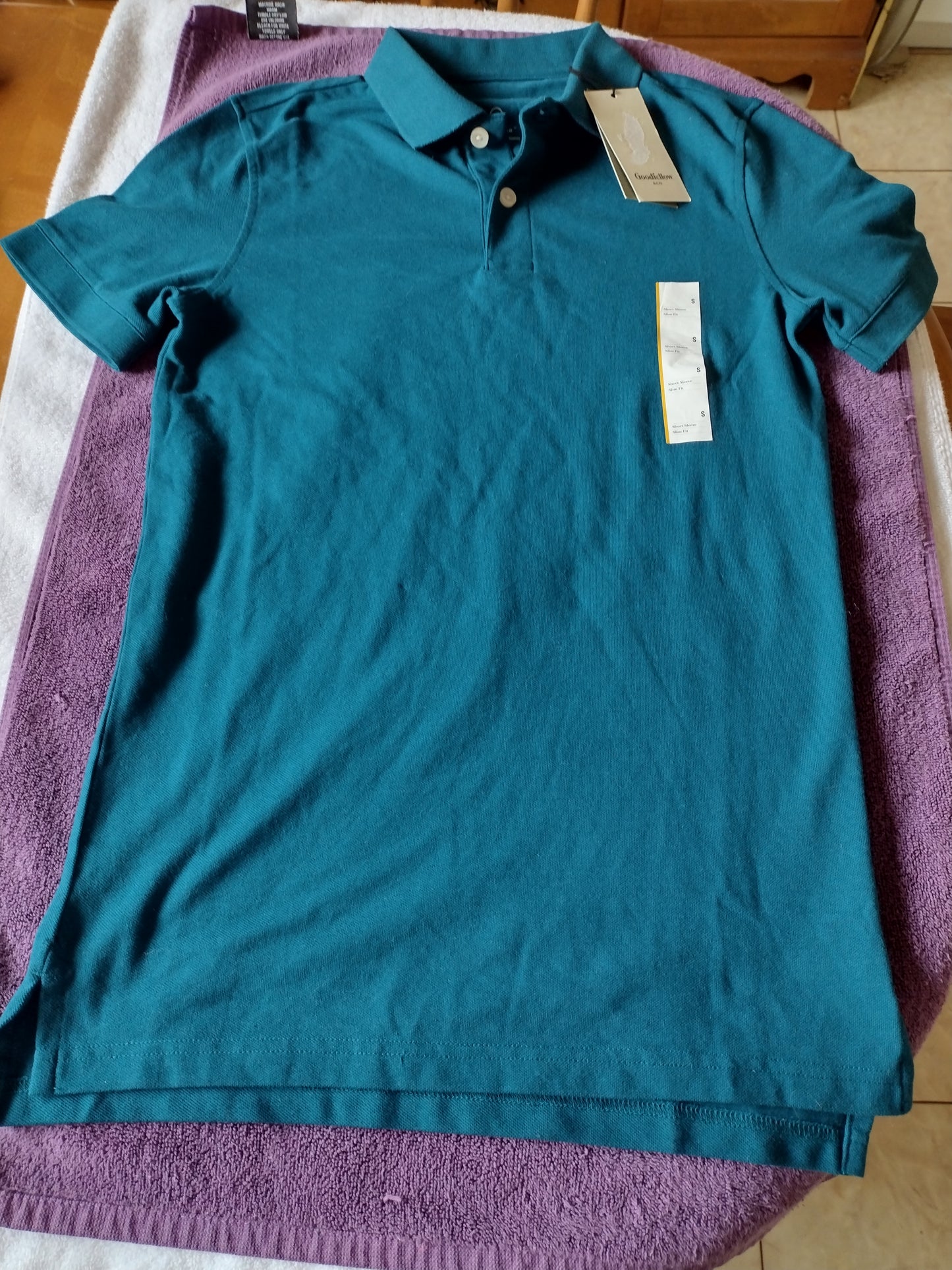 Men's Polo Shirts Slim Fit~Forest Green or Coatal Wave Size S