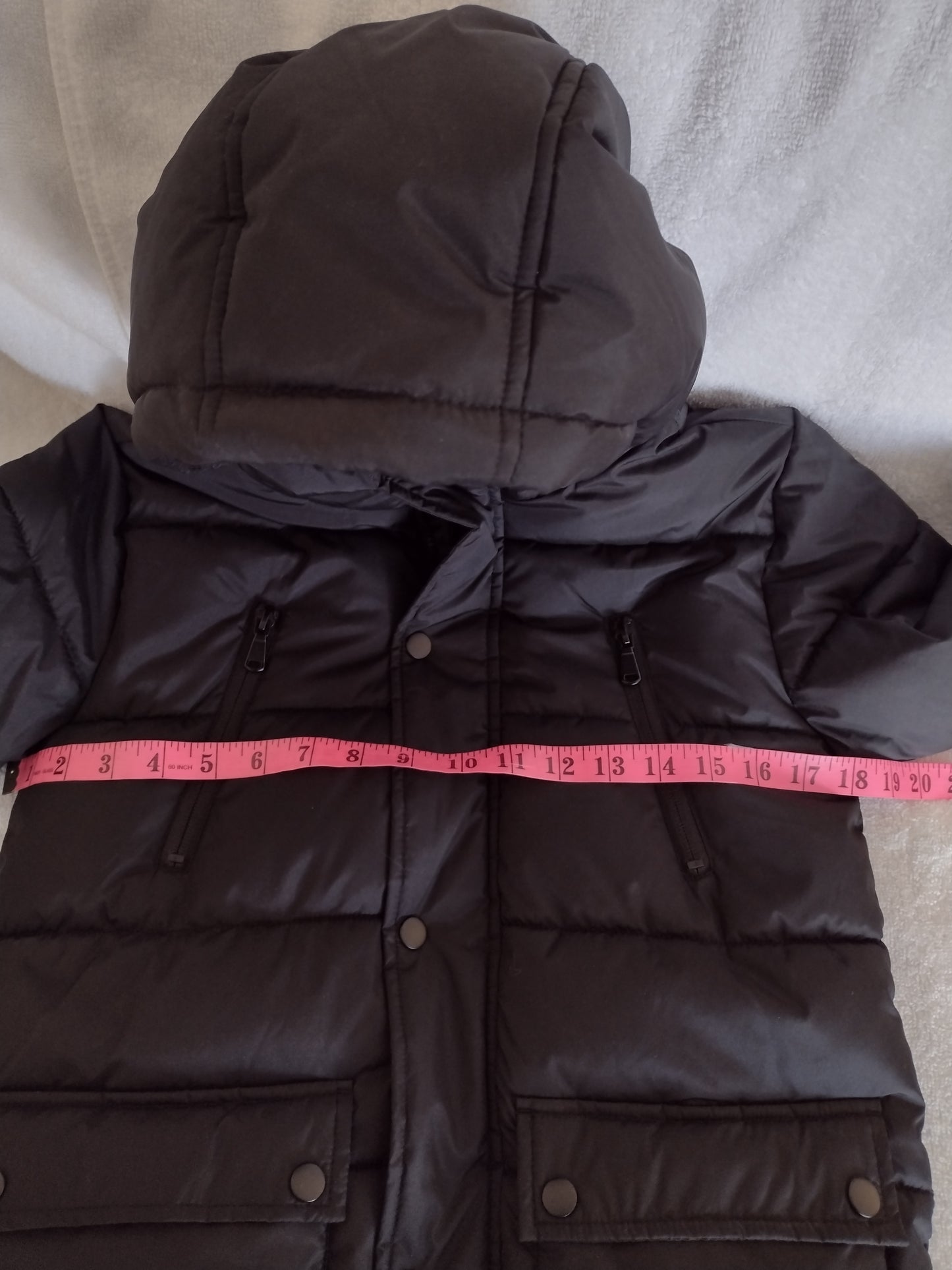 Boys Fleece Lined Puffer Coats with Hoods Sizes XS (Size 4-5), M (Size 7-8) Black