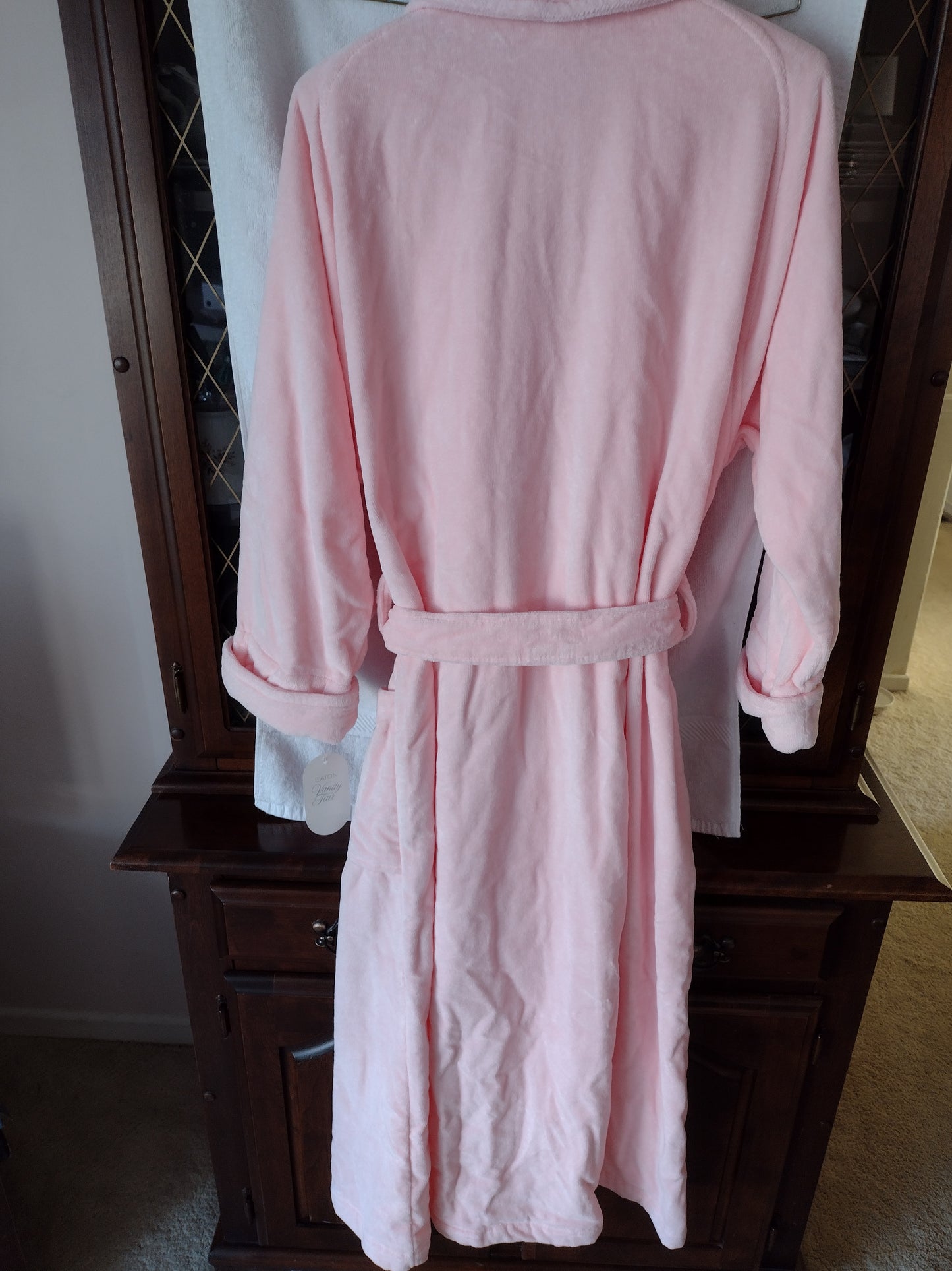 Women's Cotton Wrap Bathrobe with Belt Pink Size L