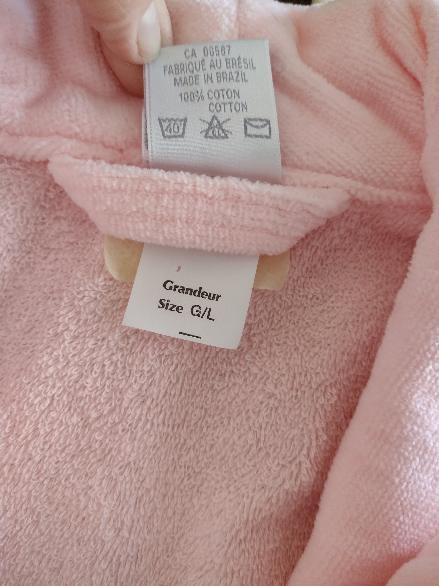 Women's Cotton Wrap Bathrobe with Belt Pink Size L