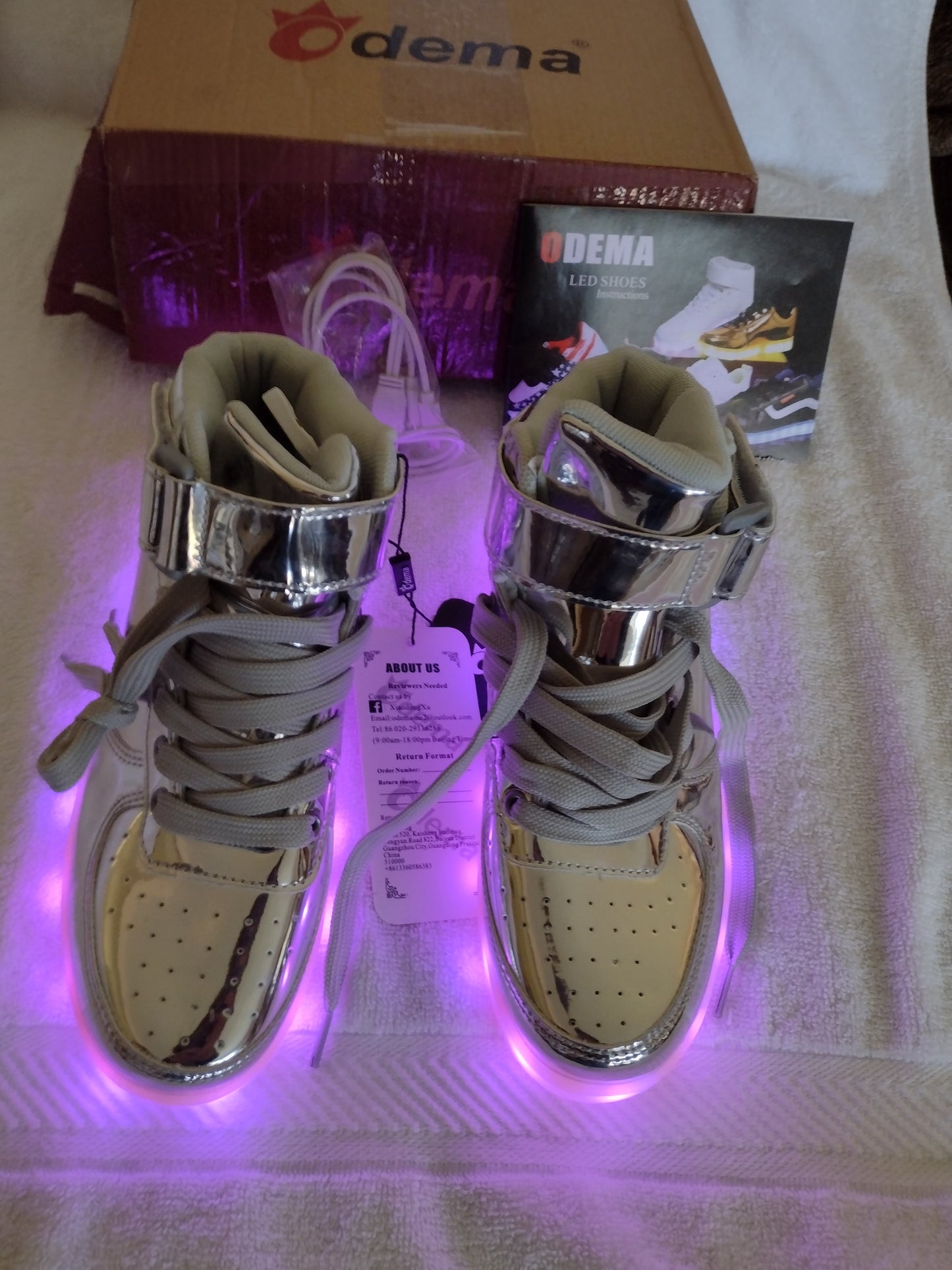 High Top LED Shoes by Odema Youth Size 4.5US