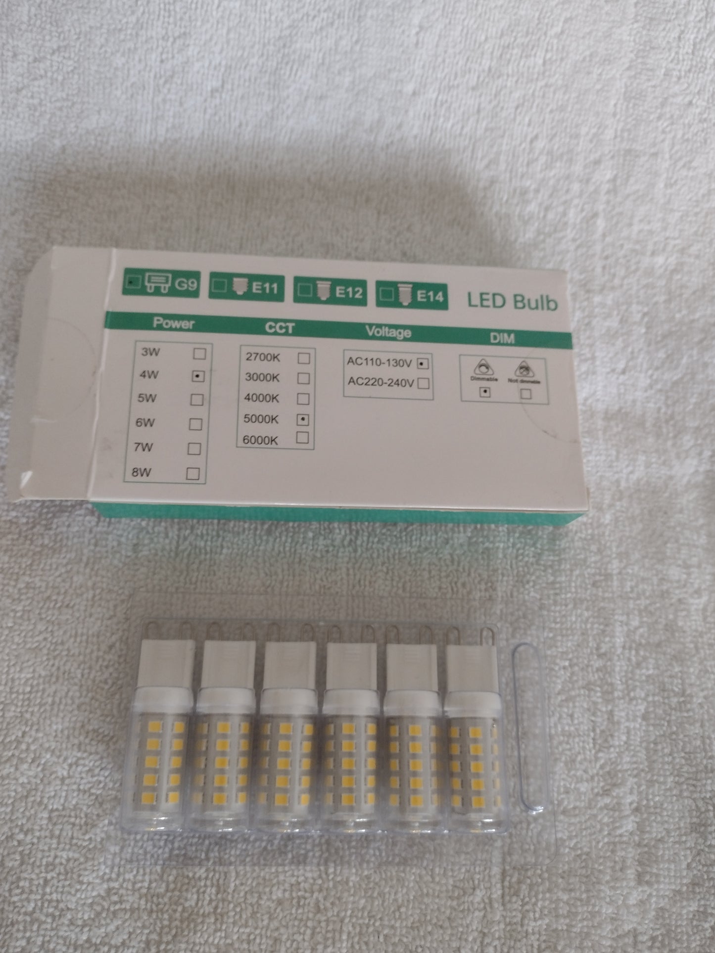 6Pk. G9 LED Dimmable Light Bulbs