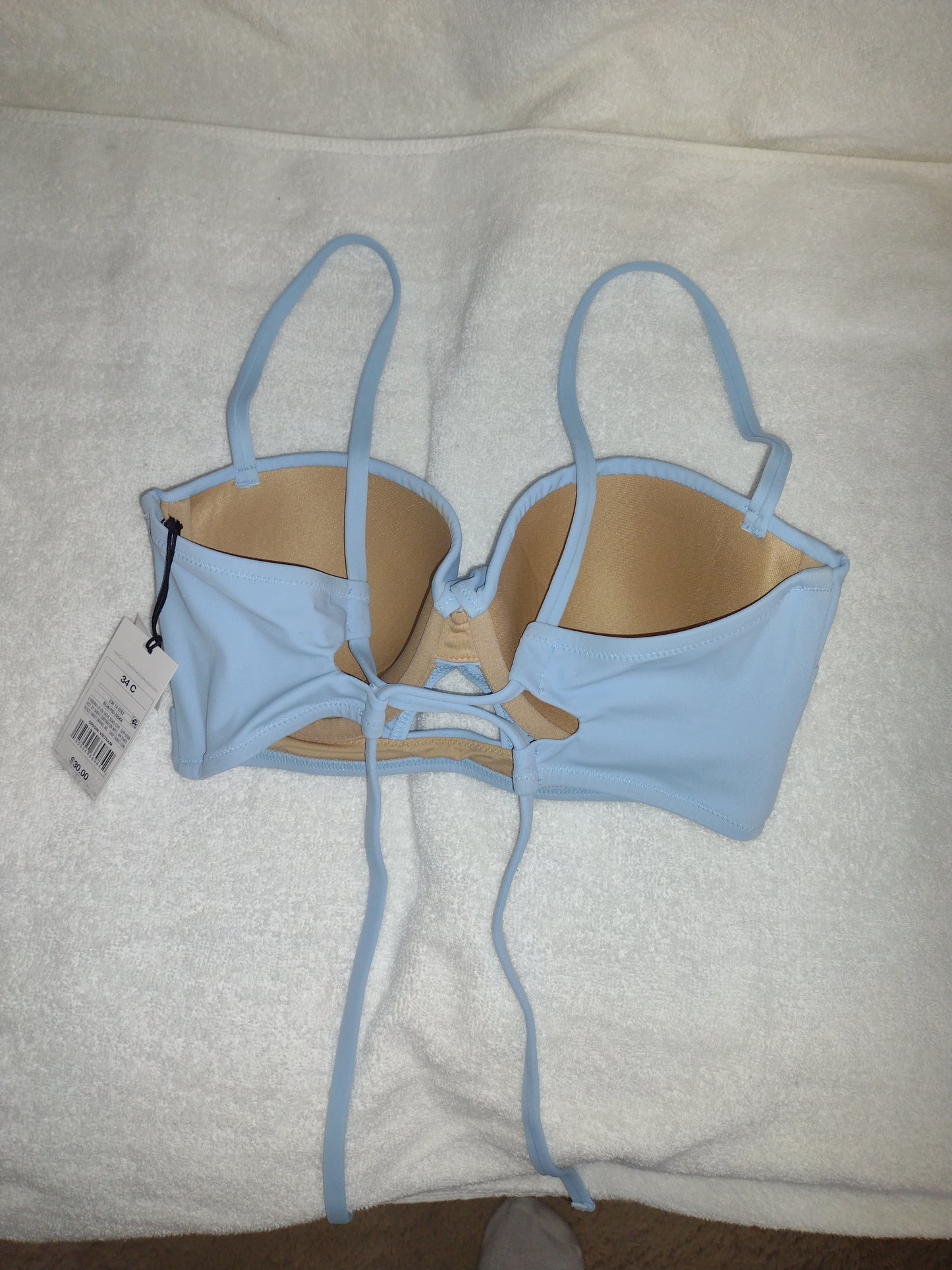 Shade & Shore Lightly Lined Bikini Tops Blue Sizes 34C, 36D