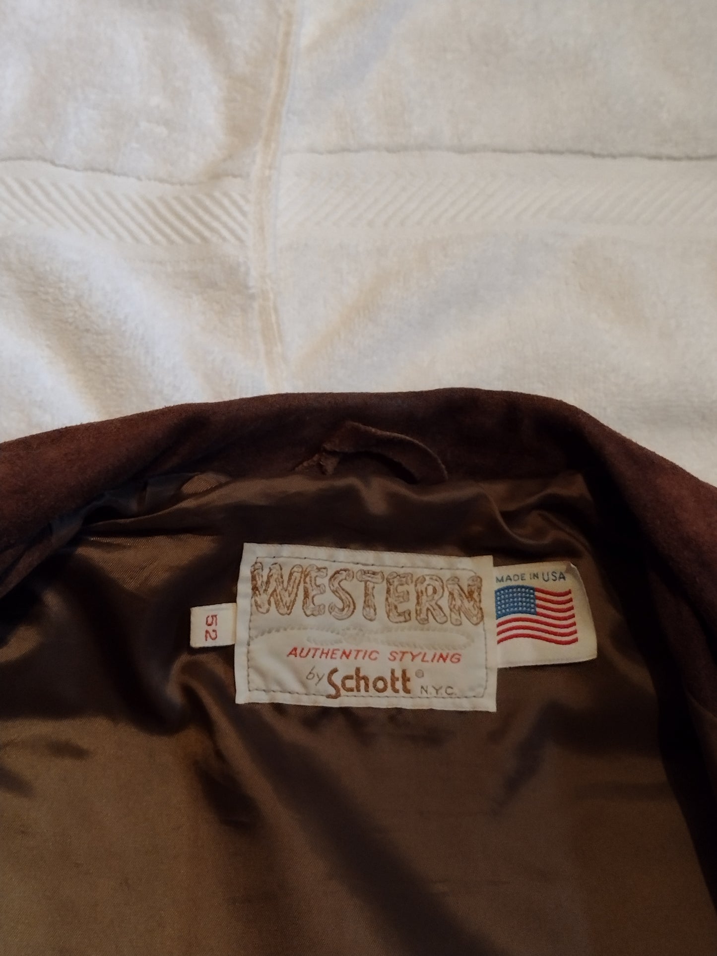 Men's Vtg. Western Fringe Suede Jacket by Schott Dark Brown Size 52