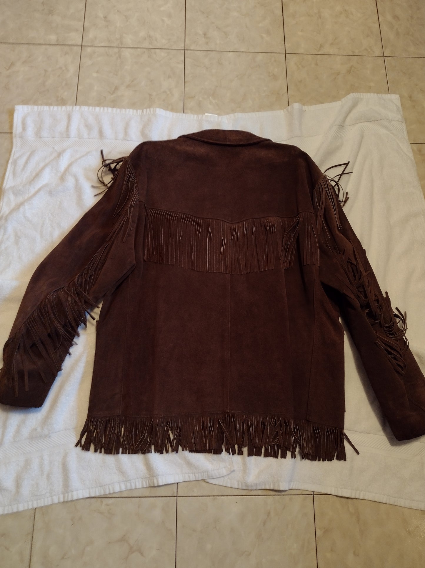 Men's Vtg. Western Fringe Suede Jacket by Schott Dark Brown Size 52