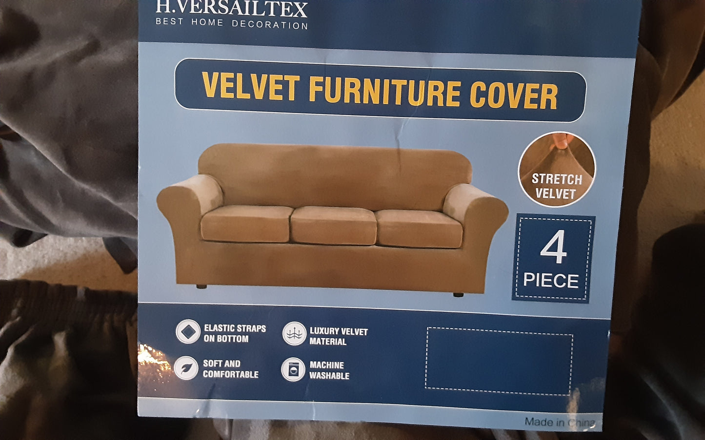 4 Piece Velvet Couch Cover Set