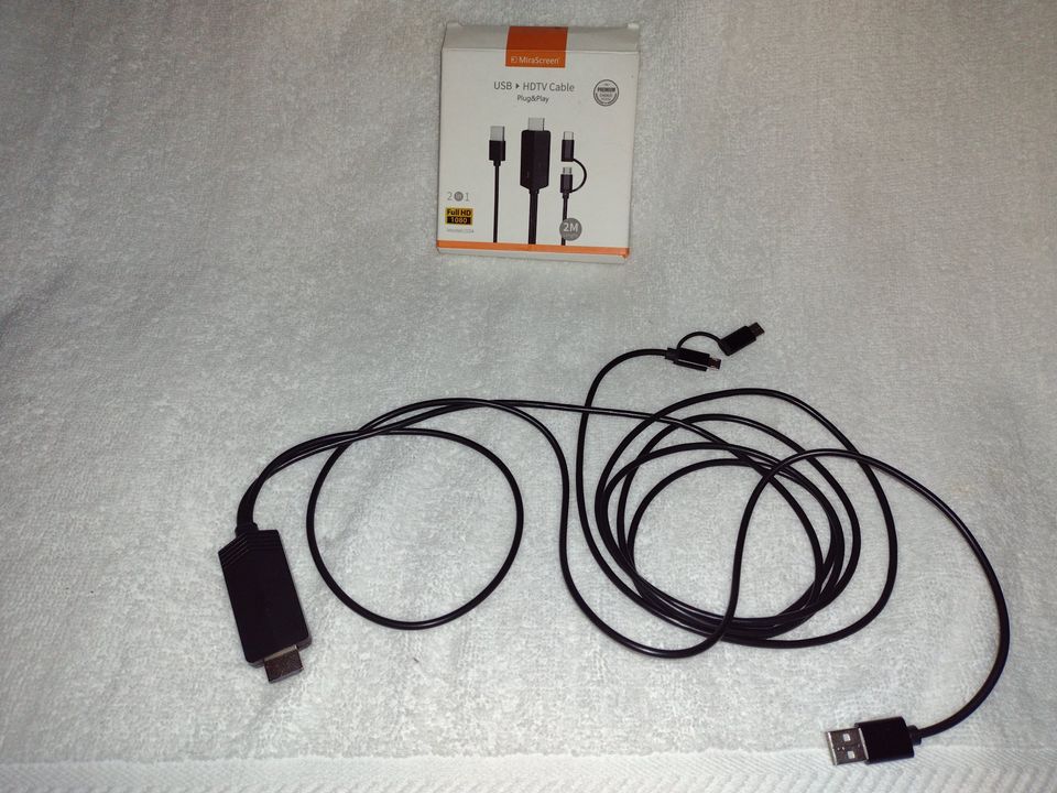 USB to HDTV Cable 2-in-1 HD 1080P Plug and Play