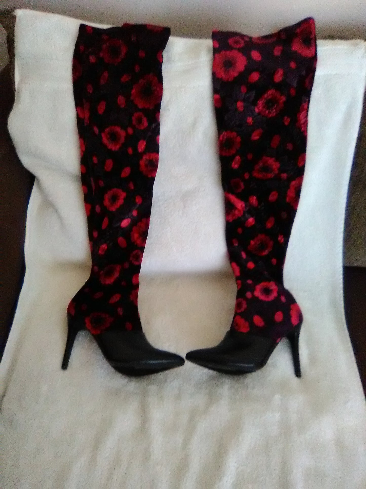 Thigh High Floral Patterned Fashion Boots 1416-1 by Mackin J Sizes 7, 7.5, 8, 9, 10