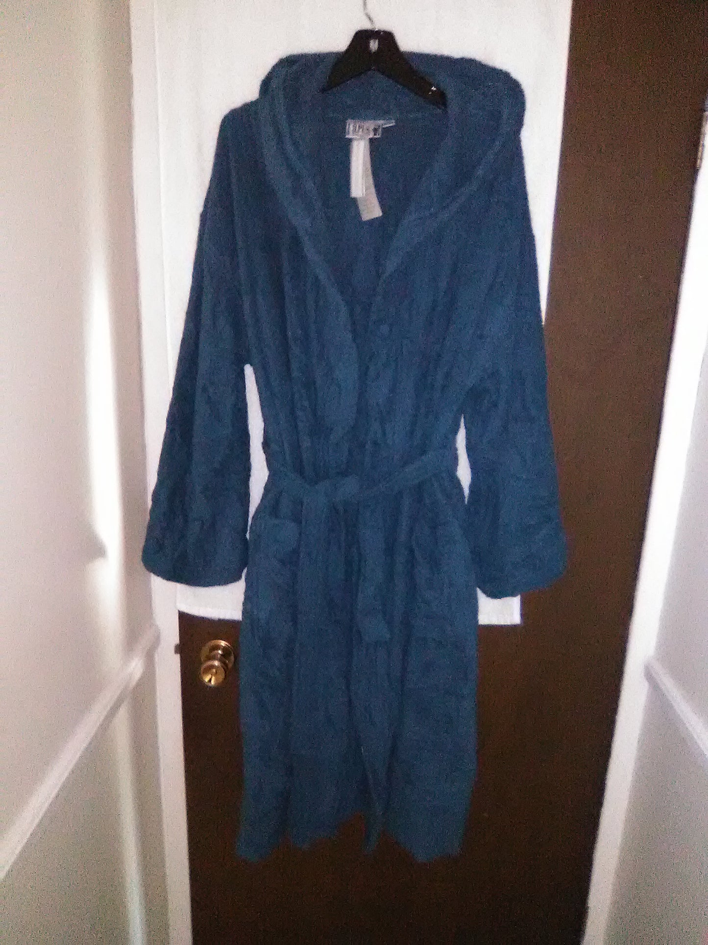 Men's Long Hooded Bathrobe by Arus Size L/XL Ocean Blue