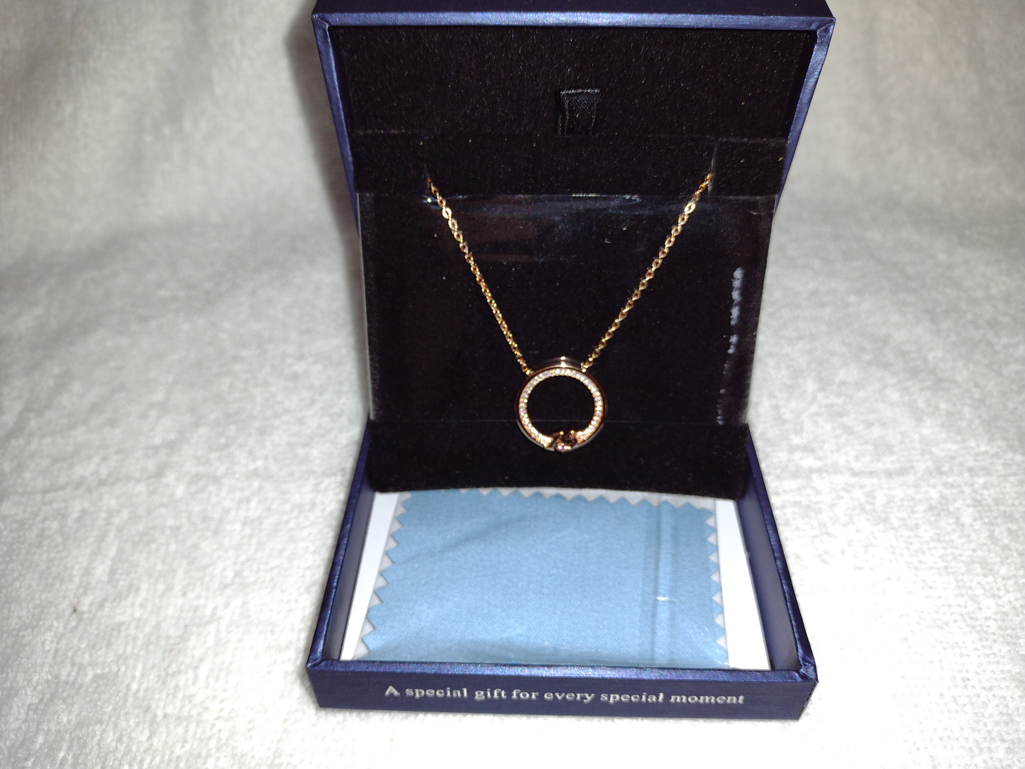 Sterling Silver "15" Necklace with Attached Pendant~Zirconias & Pink Stone