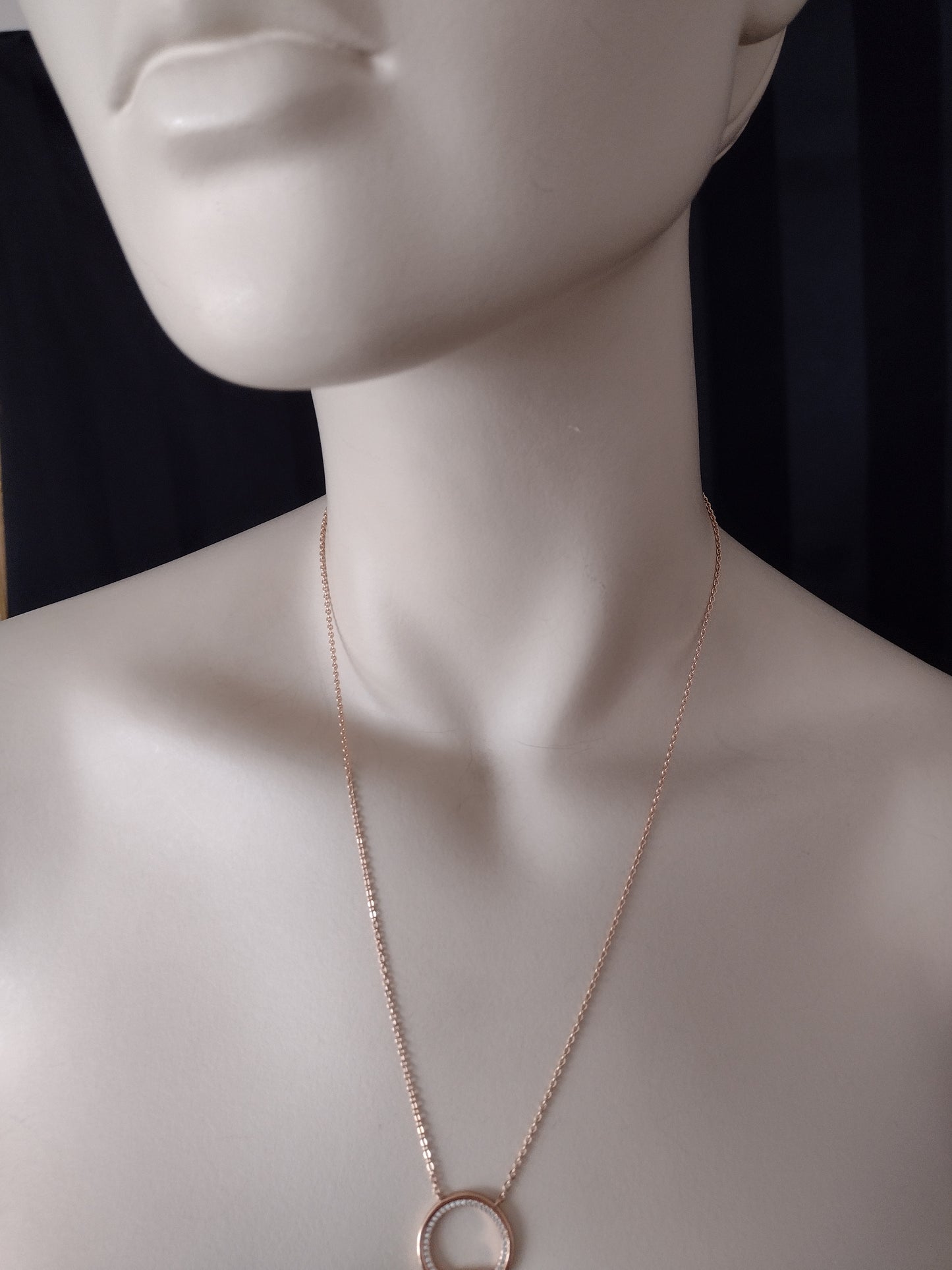 Sterling Silver "15" Necklace with Attached Pendant~Zirconias & Pink Stone