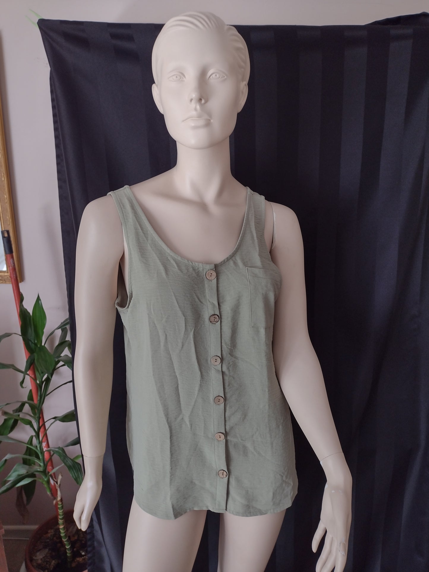 Women's Tank Top with Pocket Size L Green