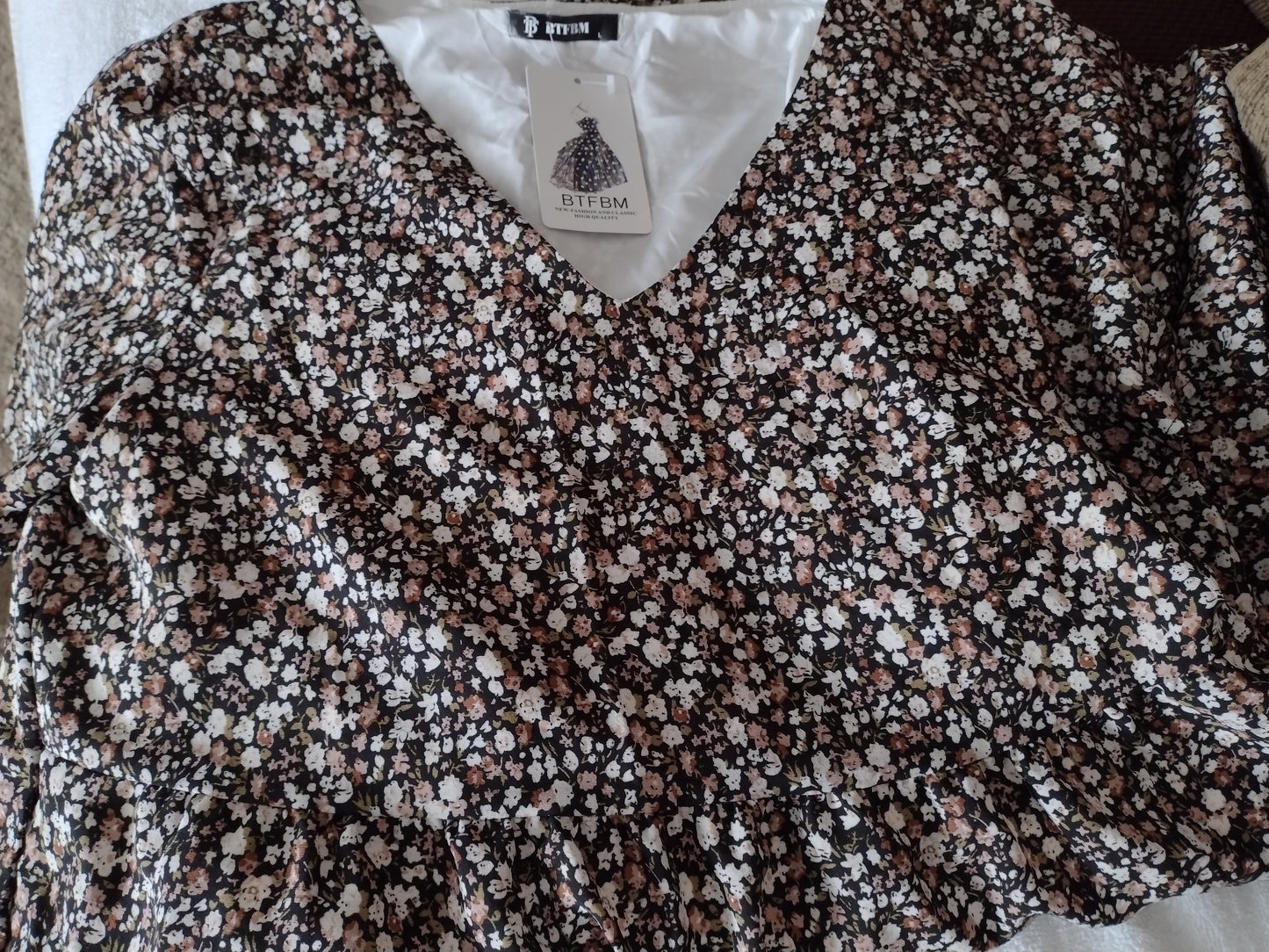 Casual Loose Floral Print Short Dress Size L