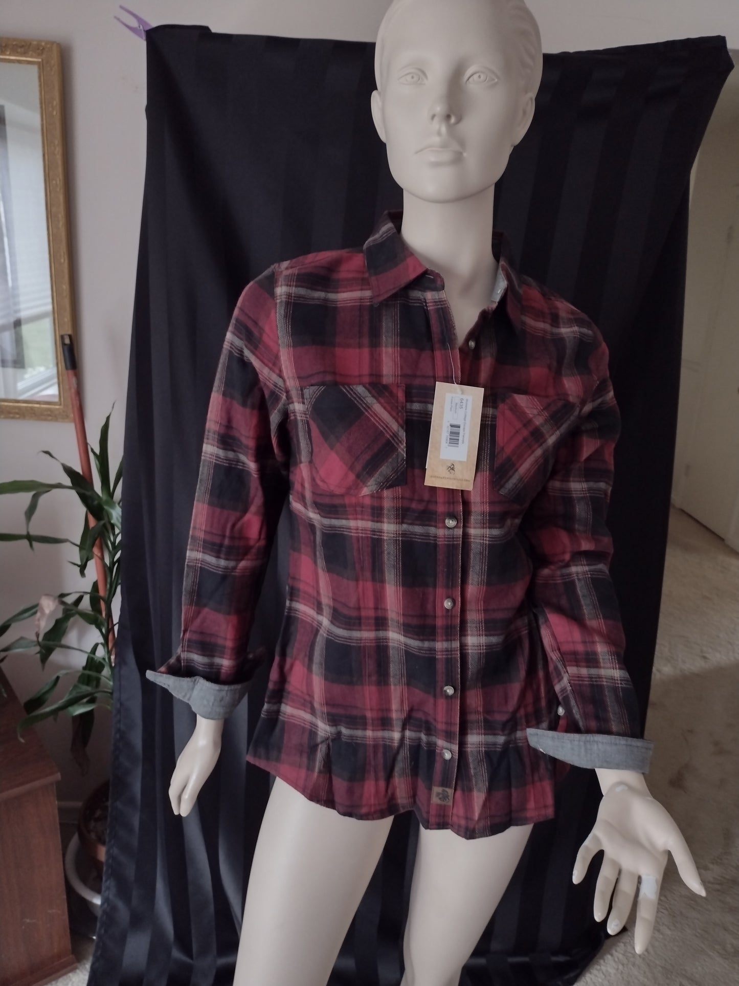 Women's Flannel Shirt Style 6345 by Cotton Escapes Forest Plaid Size M