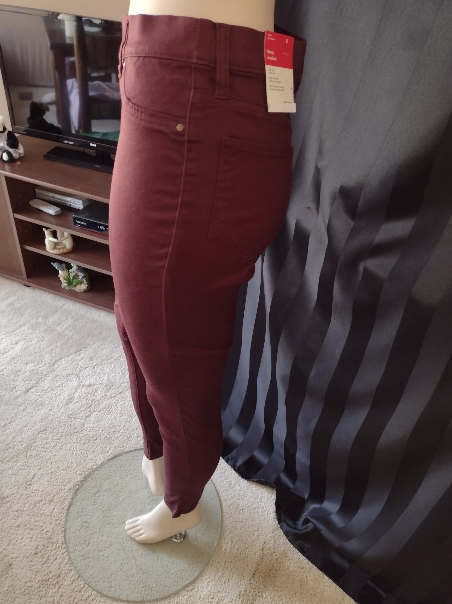 Women's Cotton Jeggings in Burgundy or Green Size 8