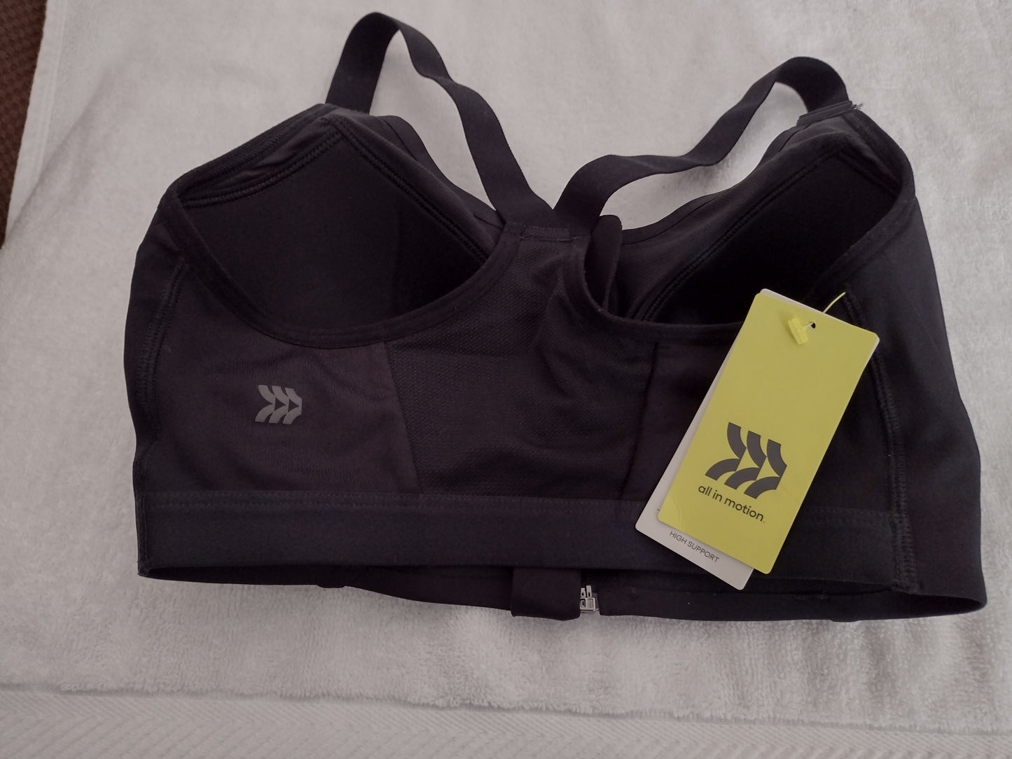Zip-Front Sports Bra Size 34D Black