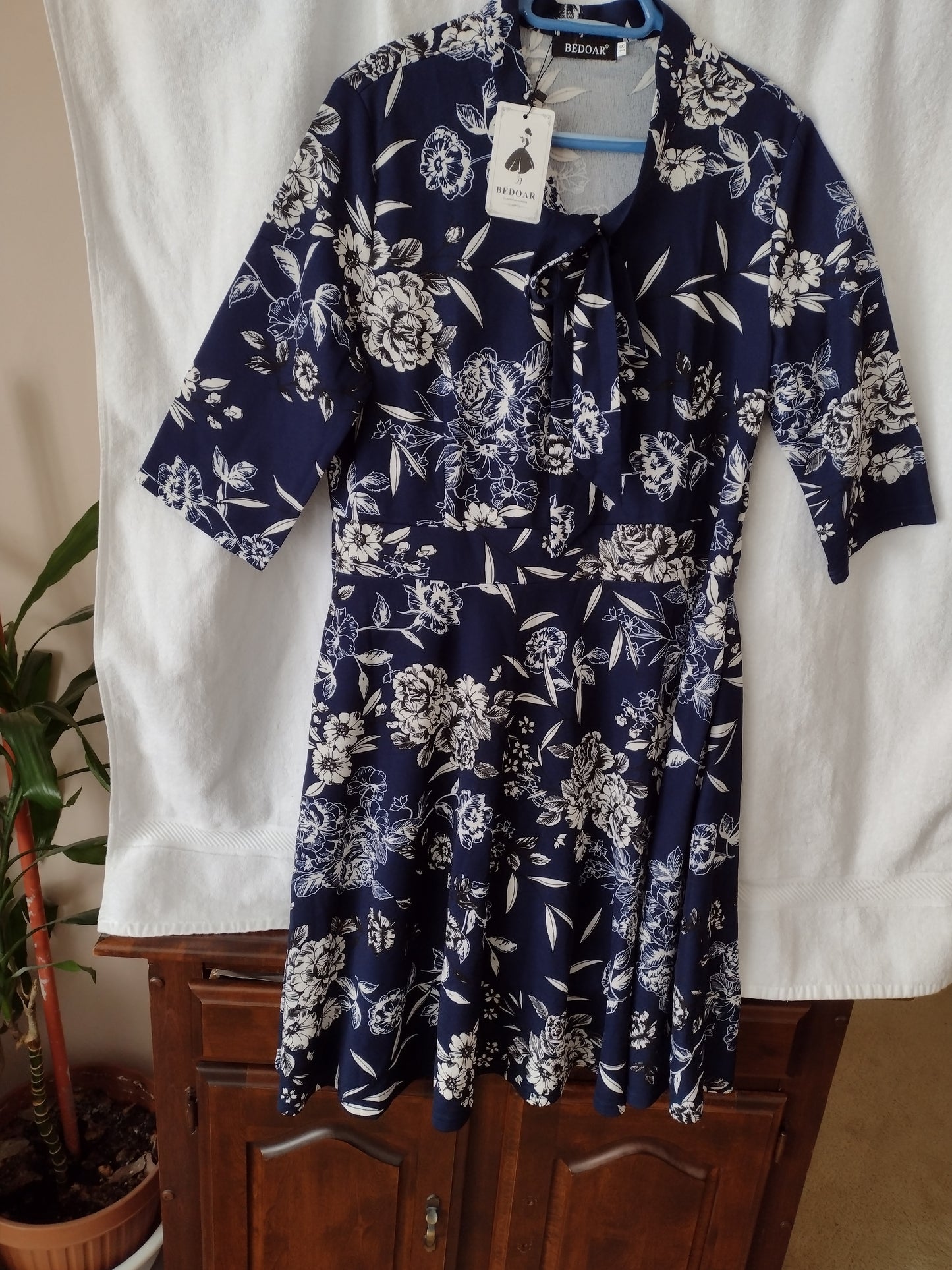 Women's Swing A-Line Dress by Bedoar Size 18W Navy and White