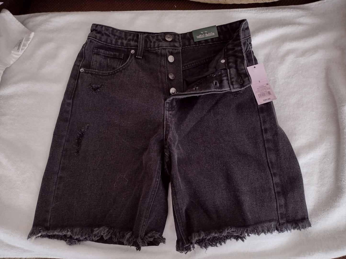 Women's High-Rise Denim Bermuda Shorts Black Wash/Green Yellow