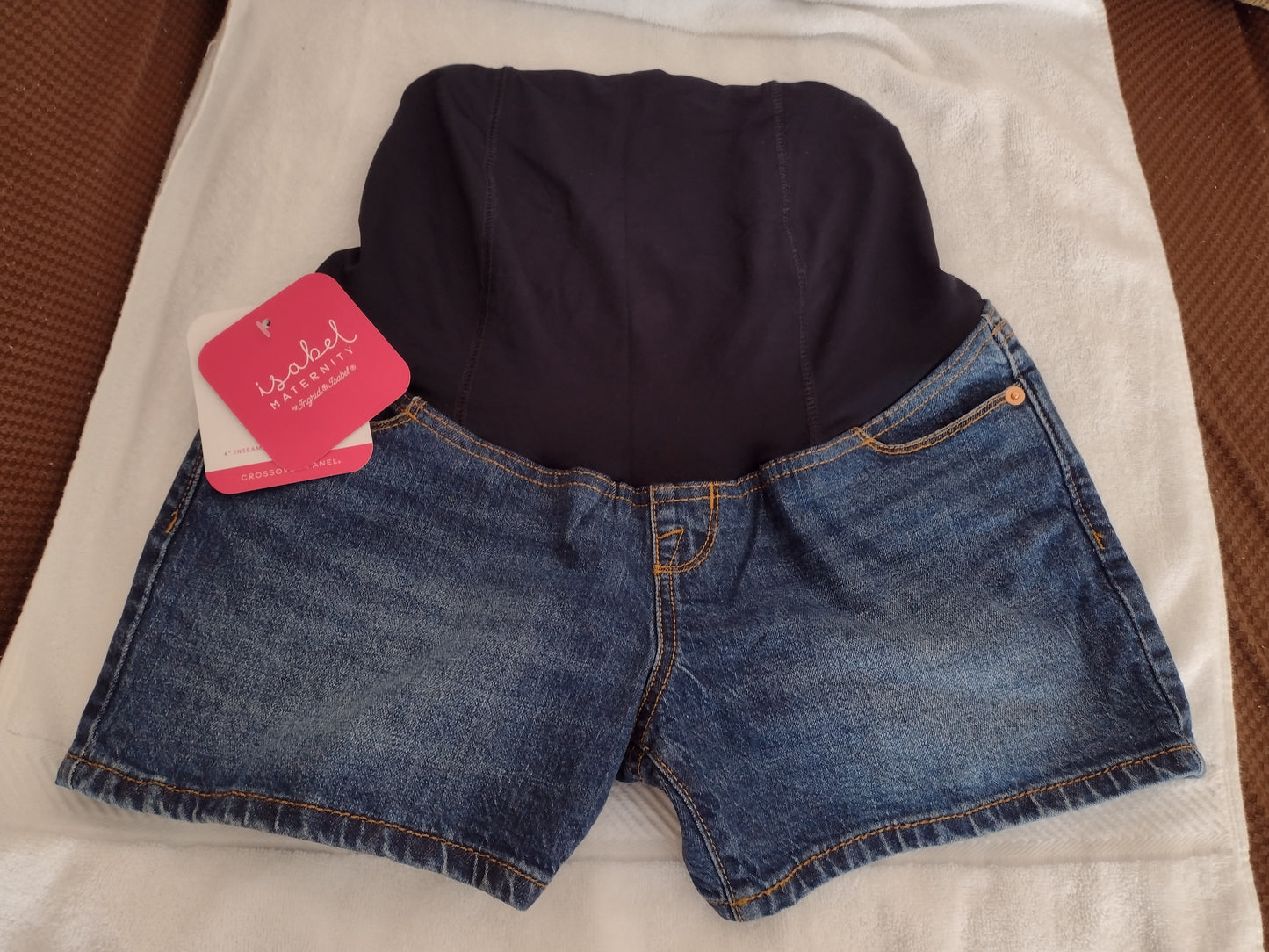 Isabel Maternity Midi Short with Crossover Panel Size 2 Dark Wash