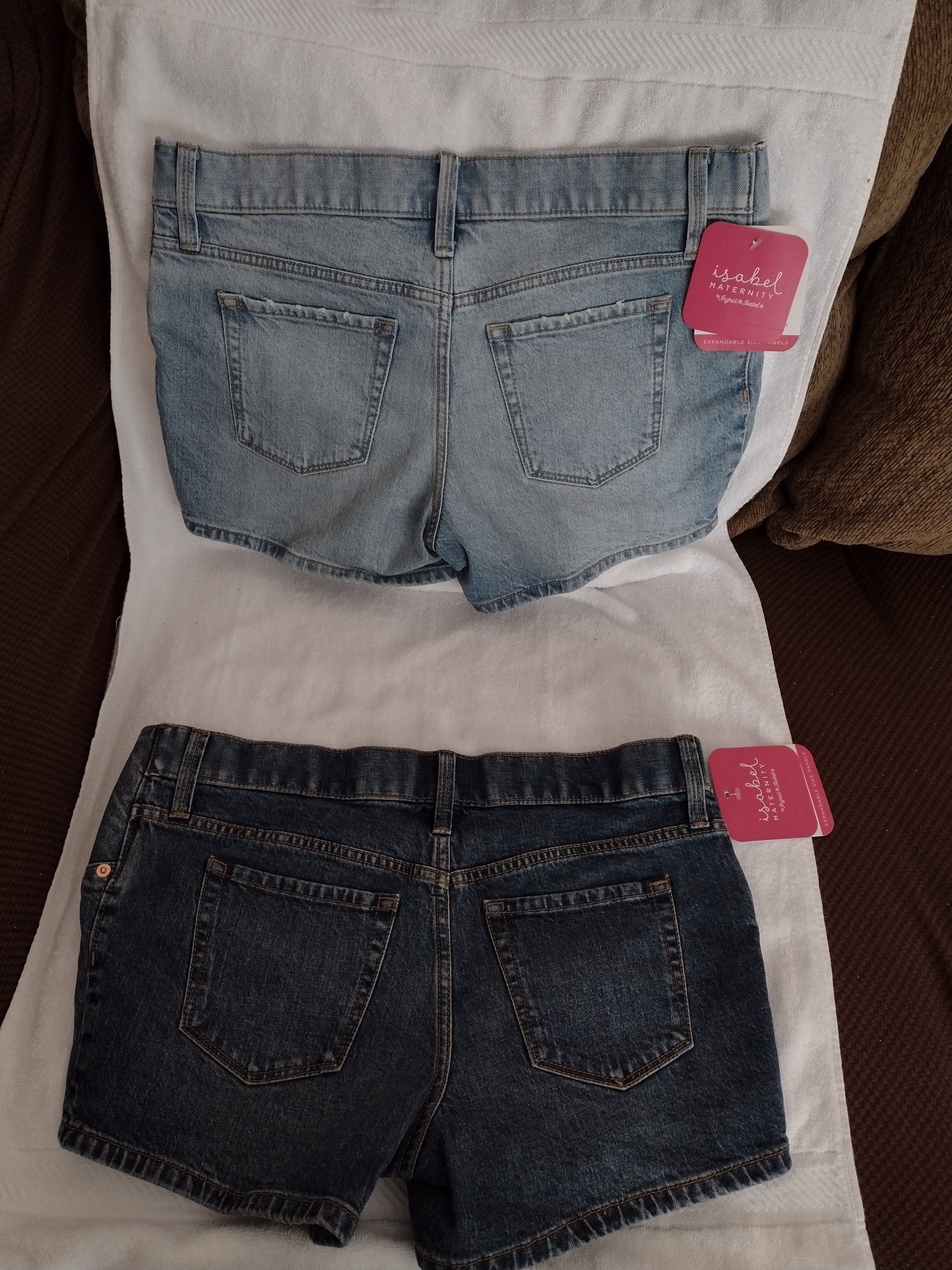 Midi Maternity Jean Shorts Light or Medium Blue
