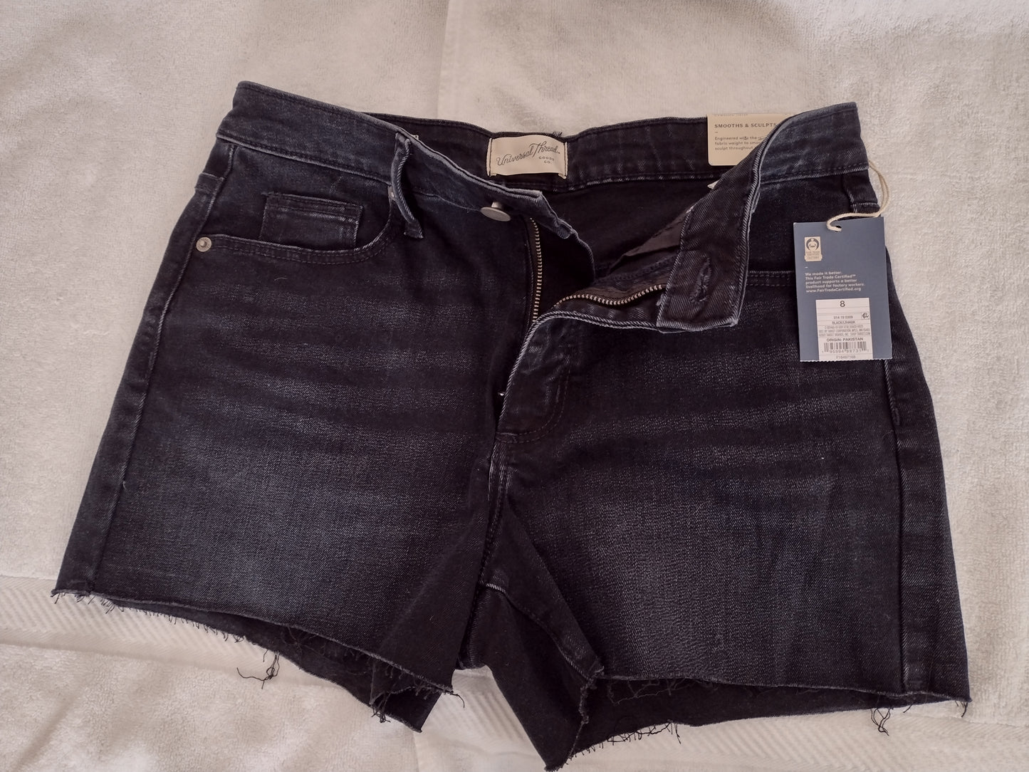 Women's High-Rise Black Denim Midi Shorts Sizes 6, 8, 16