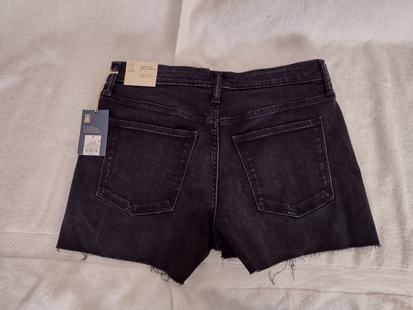 Women's High-Rise Black Denim Midi Shorts Sizes 6, 8, 16