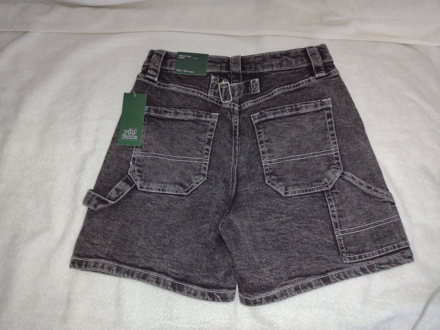Women's Highest Rise Utility Denim Shorts Gray Wash Size 00 and 10