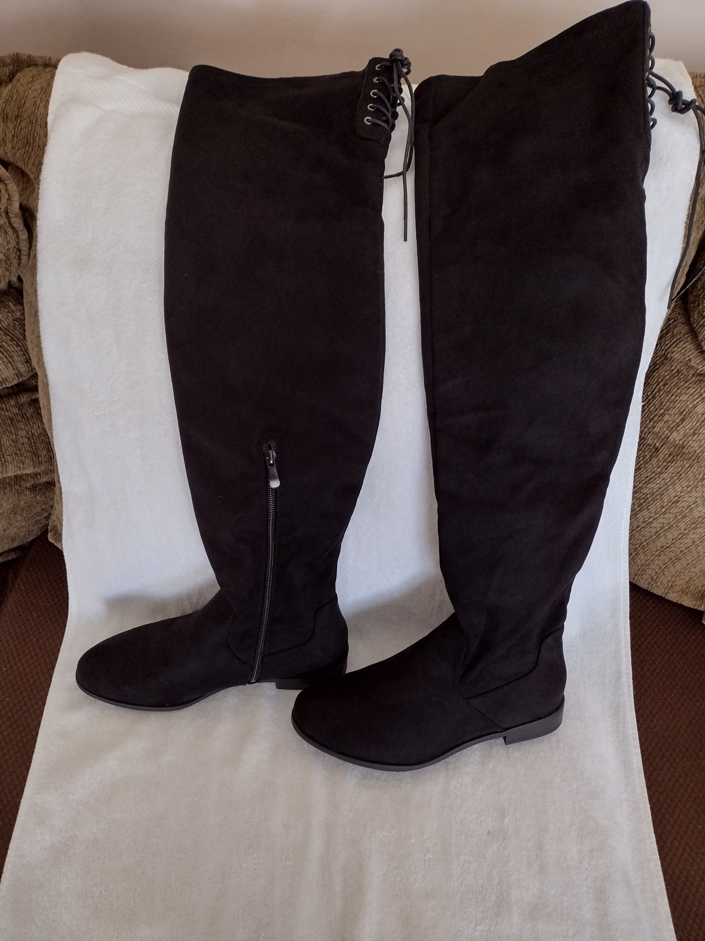 Dream Pairs Low Heel Thigh High Winter Boots Black Size 9