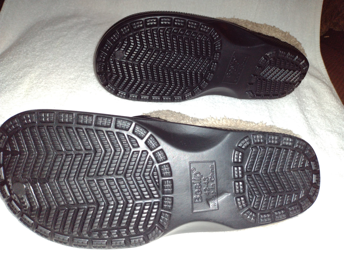Winter Fur Lined Slipper/Clog by Beslip Black/Khaki Size 42-43