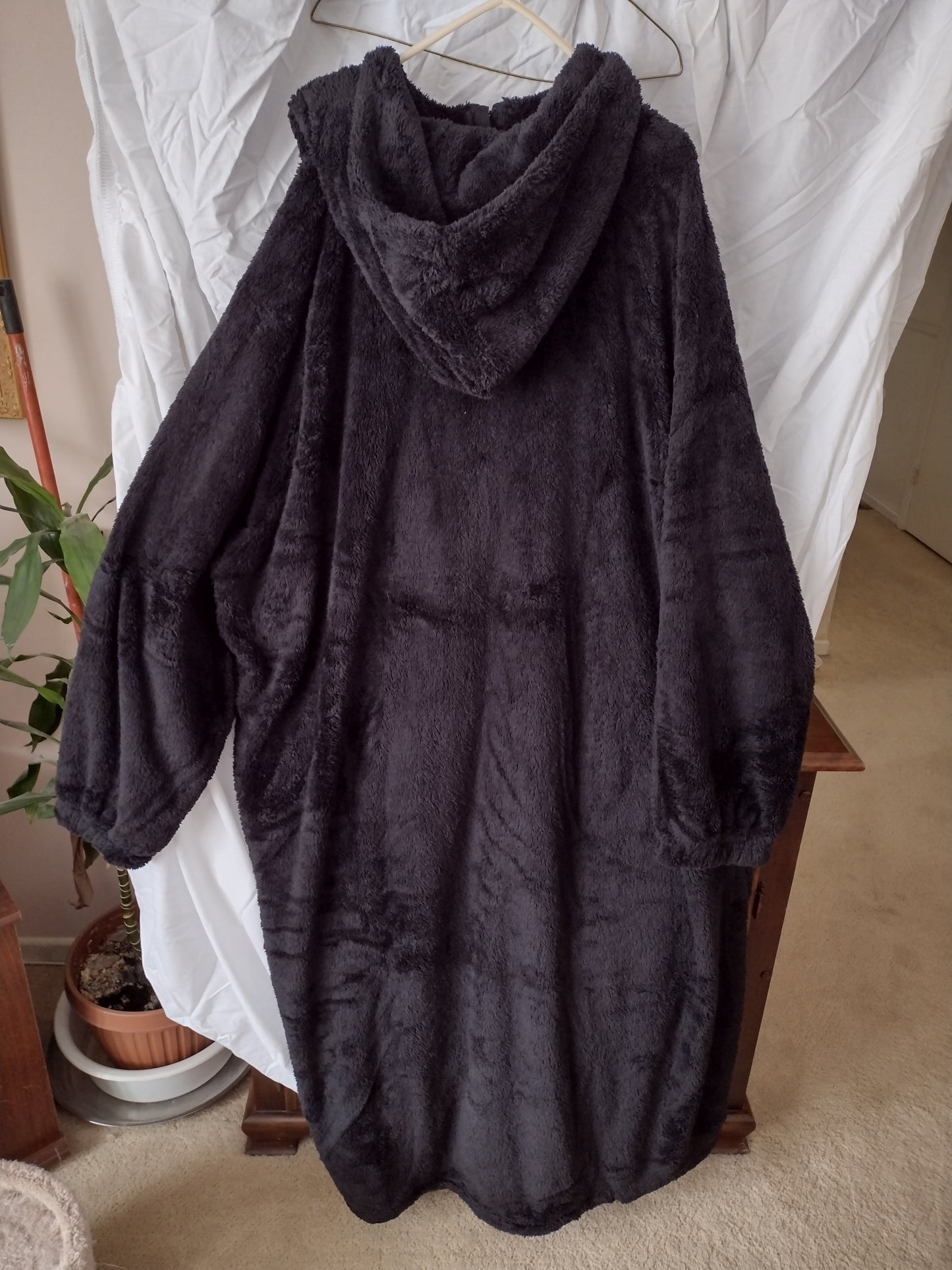 Men's Full Length Hooded Bathrobe by David Archy Size 4XL Black