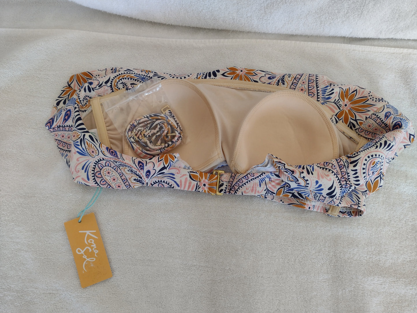 Women's 2-Tier Ruffle Bandeau Bikini Tops Sizes L (12-14), XL (16-18) and D/DD