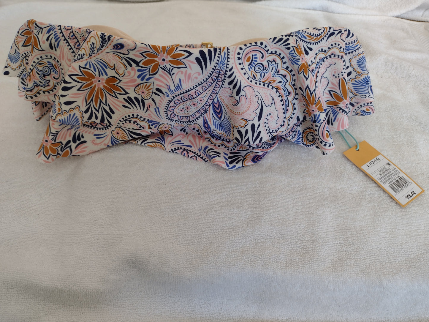Women's 2-Tier Ruffle Bandeau Bikini Tops Sizes L (12-14), XL (16-18) and D/DD