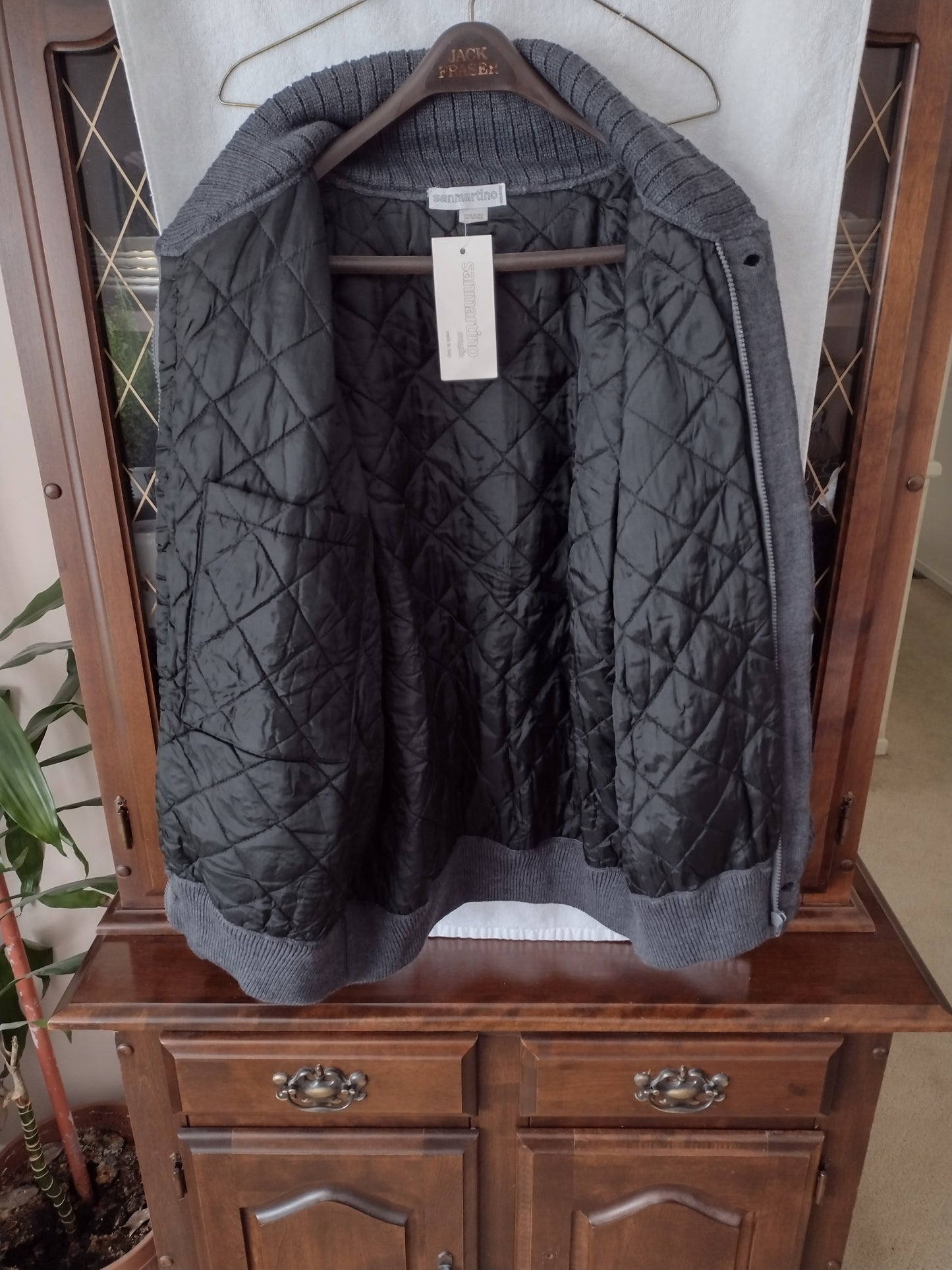 Men's Lined Wool Sweater Coat Made in Italy Gray Size L