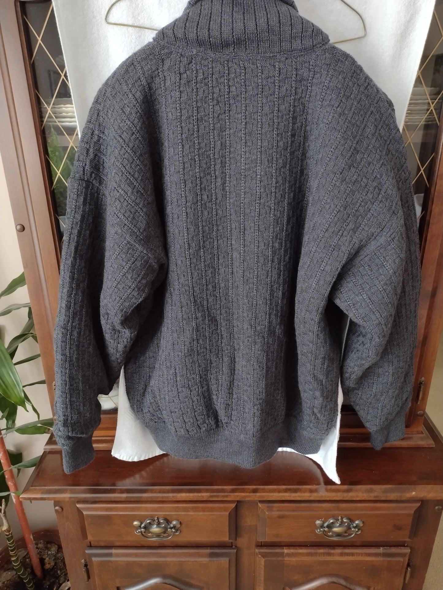 Men's Lined Wool Sweater Coat Made in Italy Gray Size L