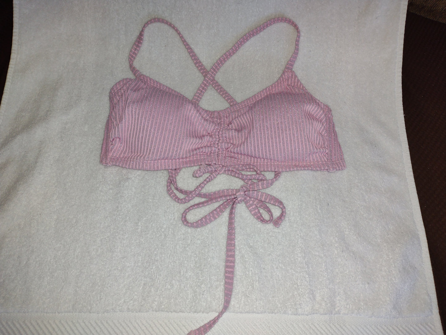 Juniors' Xhilaration Bikini Tops Pink & Metallic Stripes