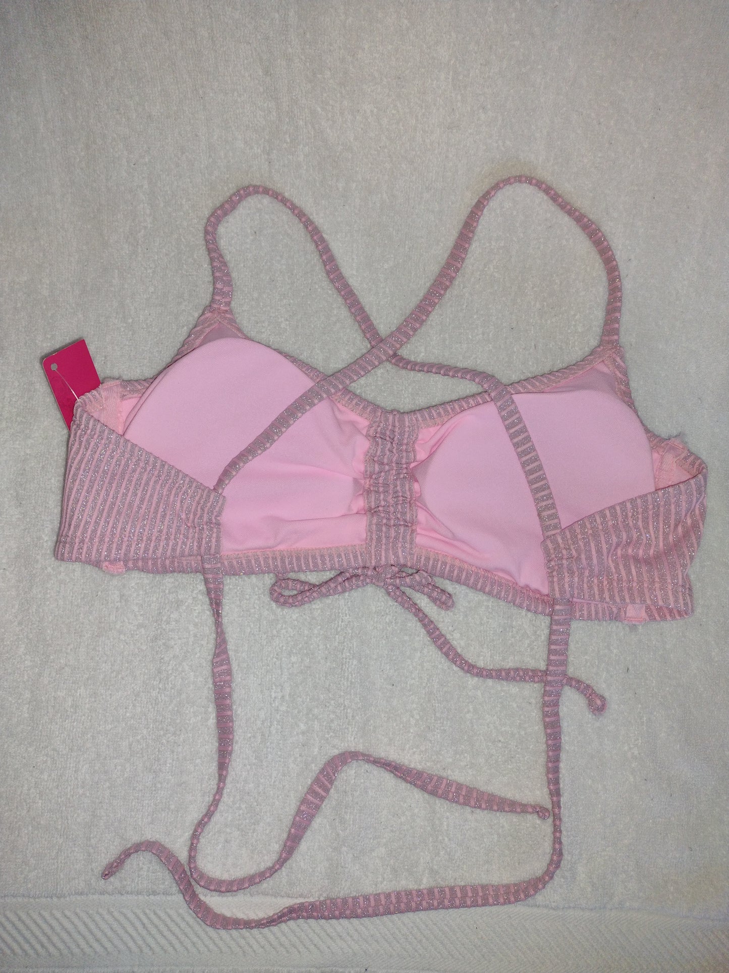 Juniors' Xhilaration Bikini Tops Pink & Metallic Stripes