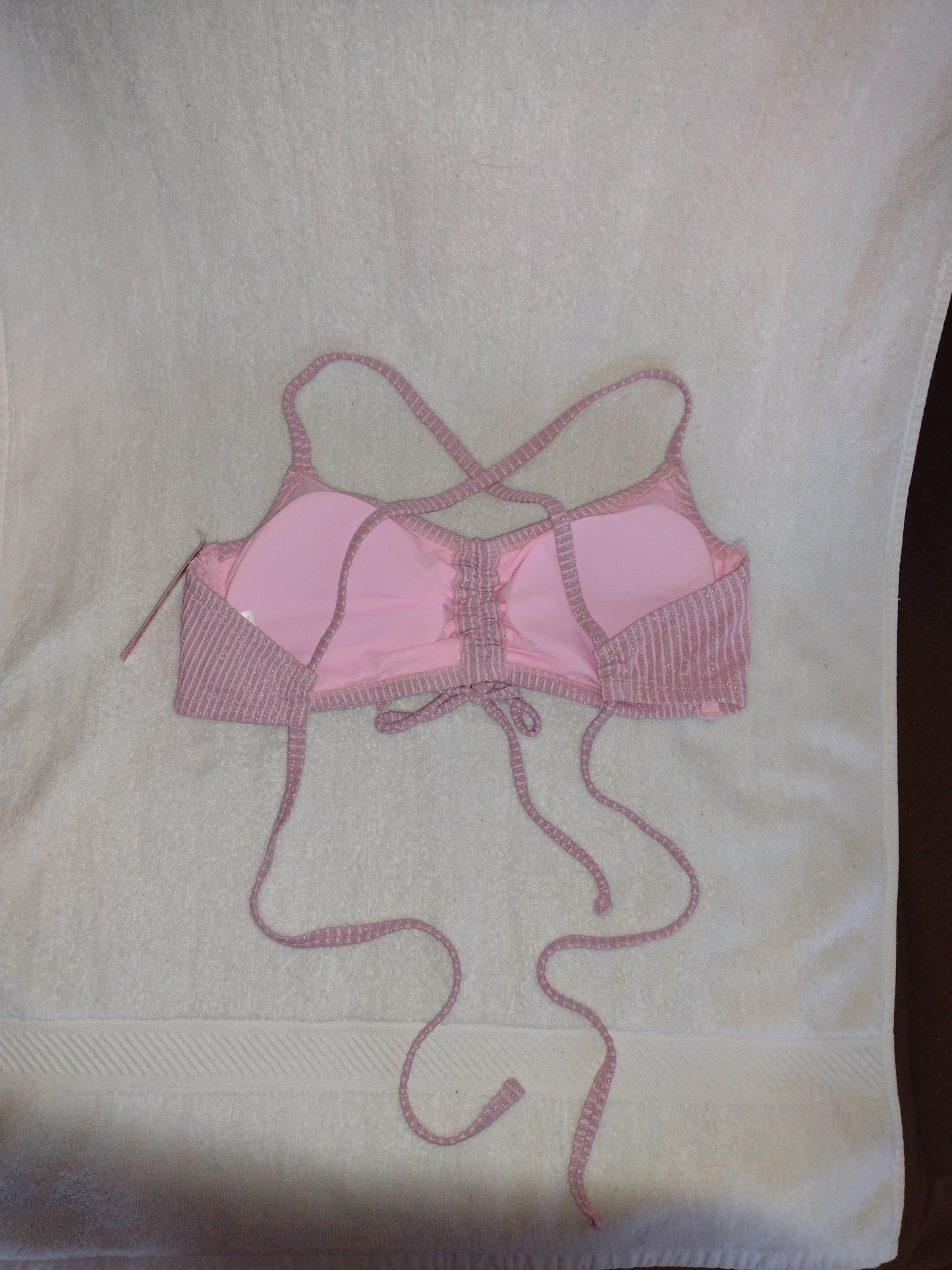 Juniors' Xhilaration Bikini Tops Pink & Metallic Stripes