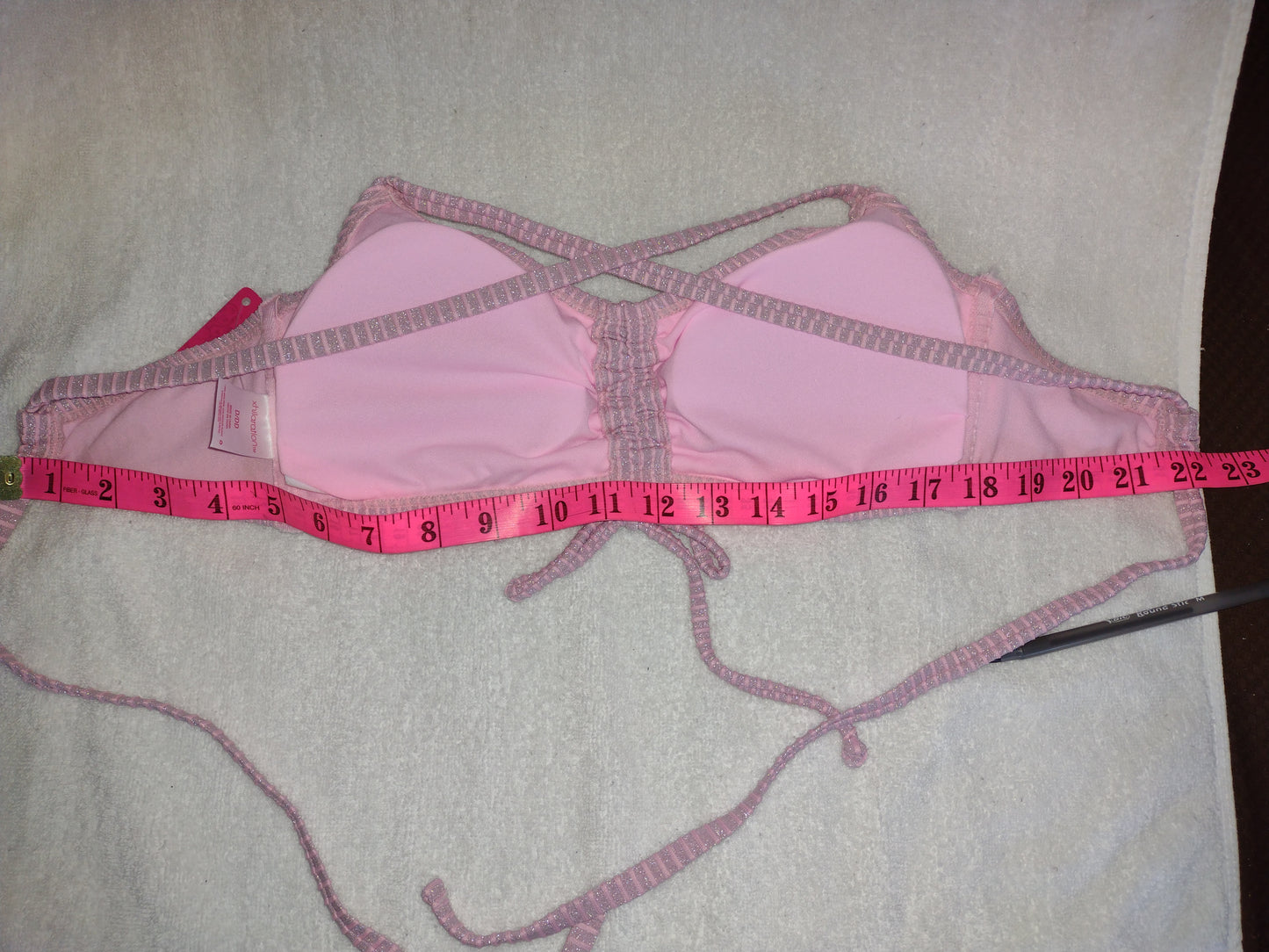 Juniors' Xhilaration Bikini Tops Pink & Metallic Stripes