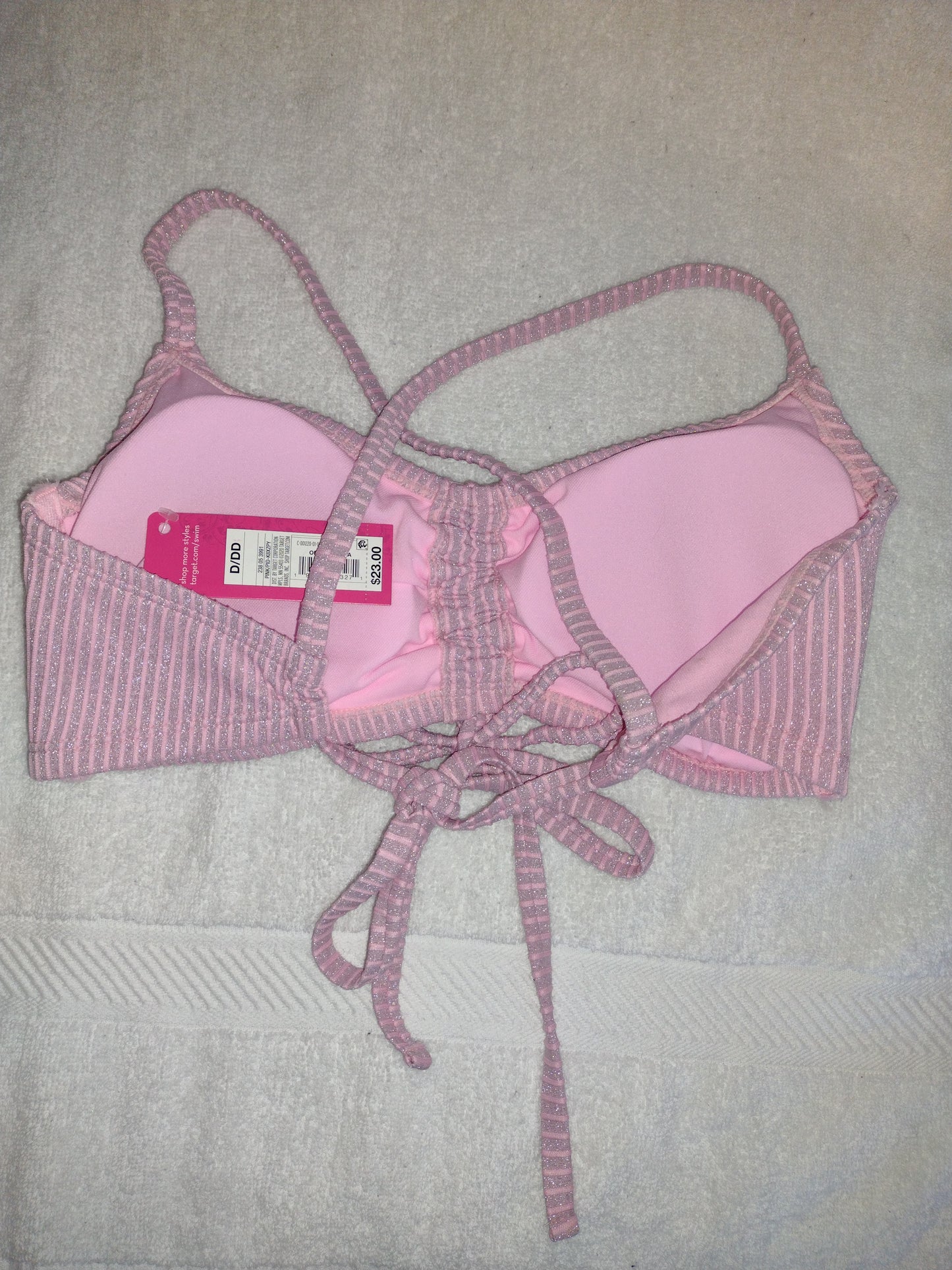 Juniors' Xhilaration Bikini Tops Pink & Metallic Stripes