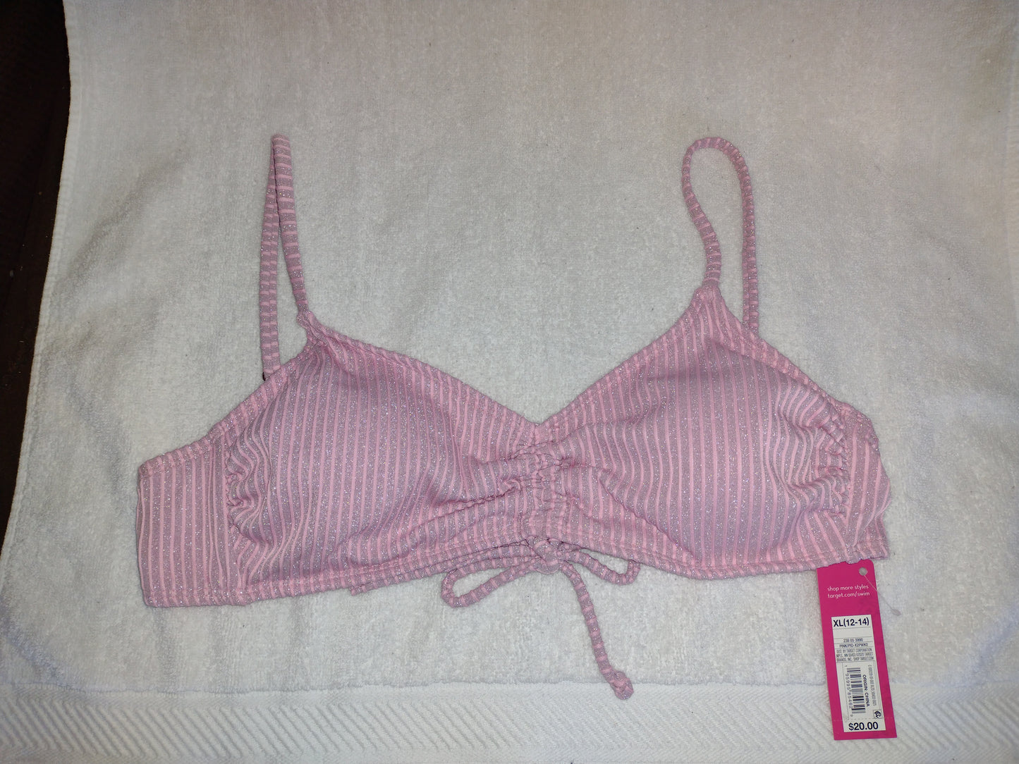 Juniors' Xhilaration Bikini Tops Pink & Metallic Stripes