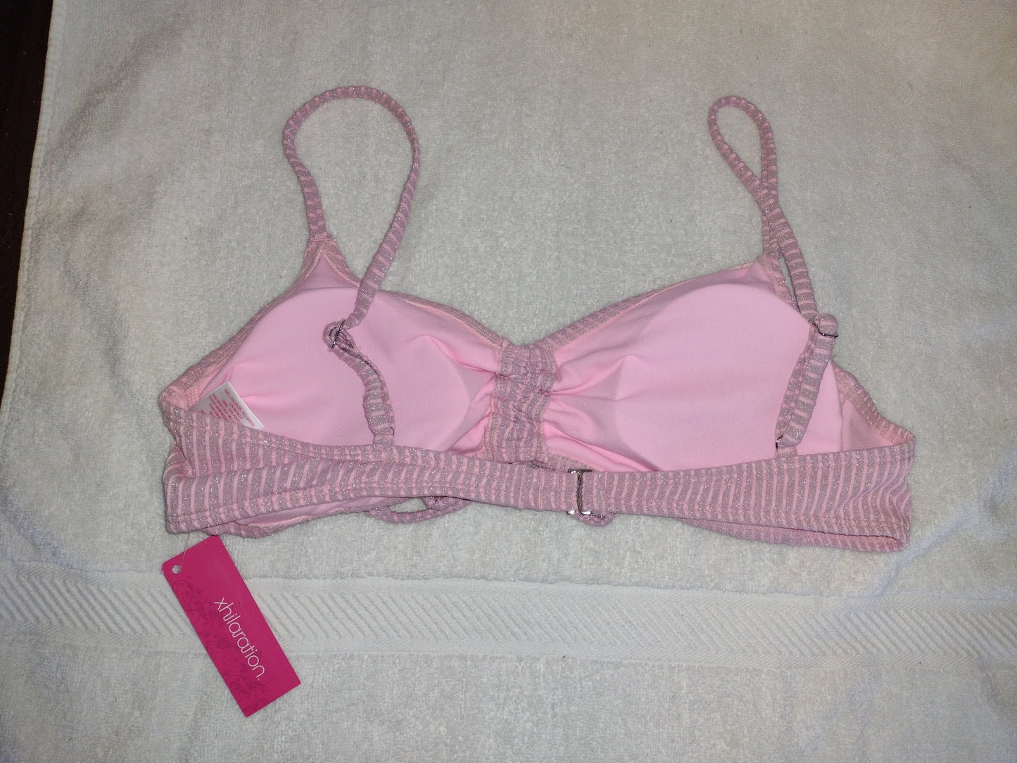 Juniors' Xhilaration Bikini Tops Pink & Metallic Stripes