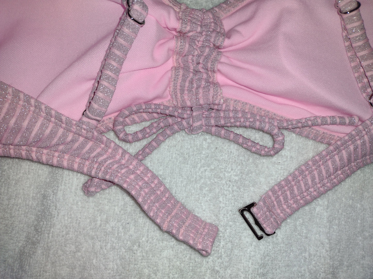 Juniors' Xhilaration Bikini Tops Pink & Metallic Stripes